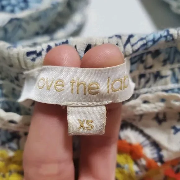 Love The Label Floral Boho Top XS Embroidered Ruffle Smocked Balloon Sleeve - Picture 8 of 10